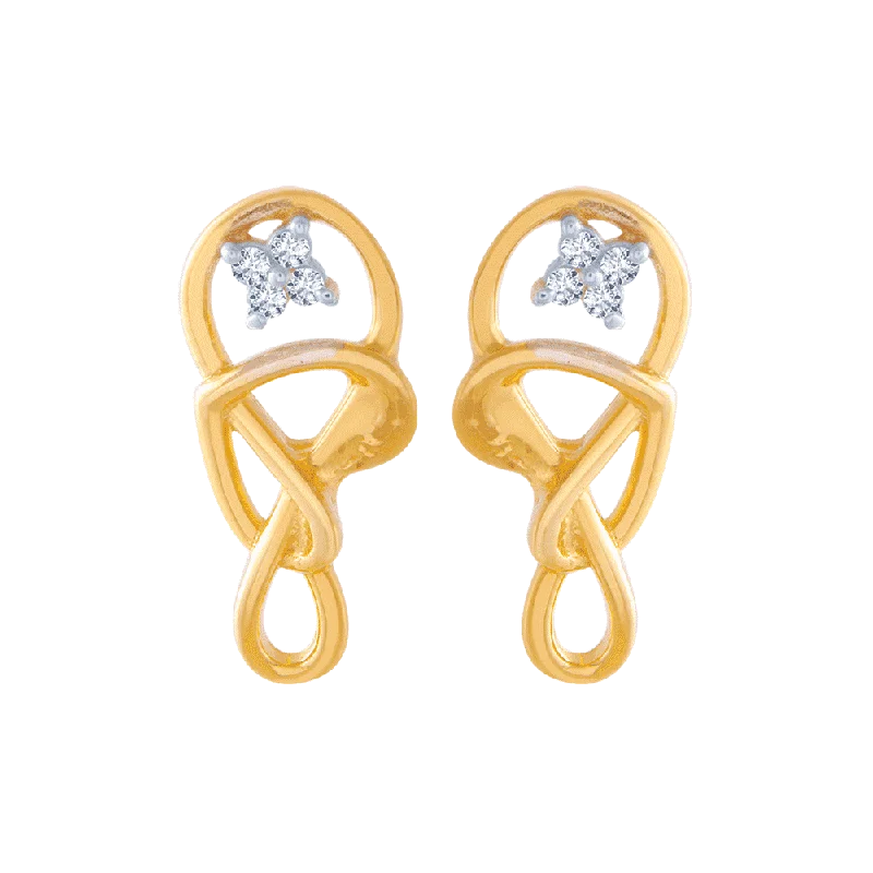 Women’s birthstone earrings-14KT (585) Yellow Gold And American Diamond Stud Earrings For Women