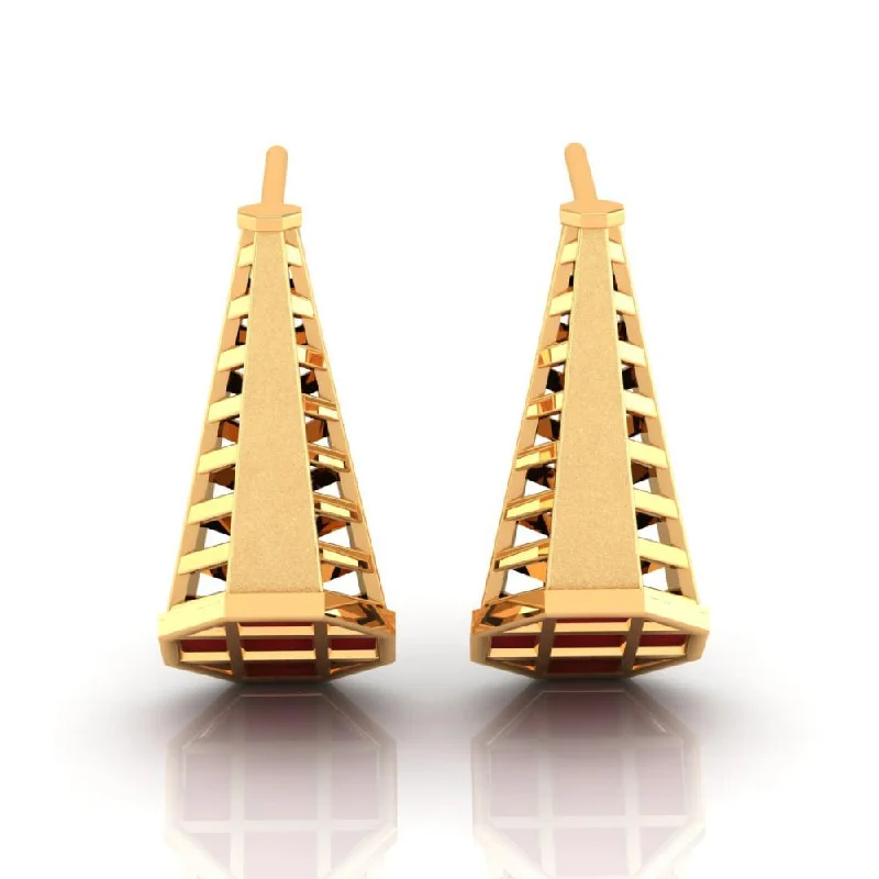 Women’s colorful drop earrings-18k Gorgeous Conical Gold Earrings With A Reddish Tint