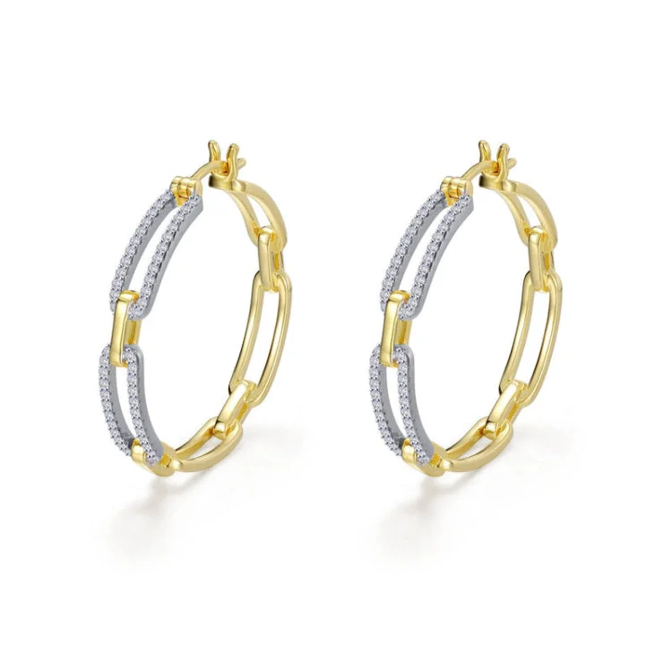 Women’s chic earrings-2-Tone Paperclip Hoop Earrings