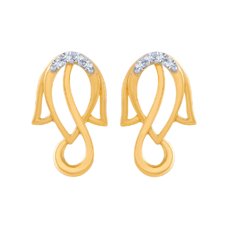 Women’s large hoop earrings-14KT (585) Yellow Gold And American Diamond Stud Earrings For Women