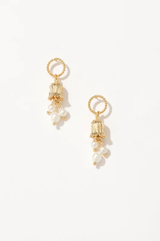 Women’s 14k gold earrings-Gardenl Cascade Pearl Drop Earrings