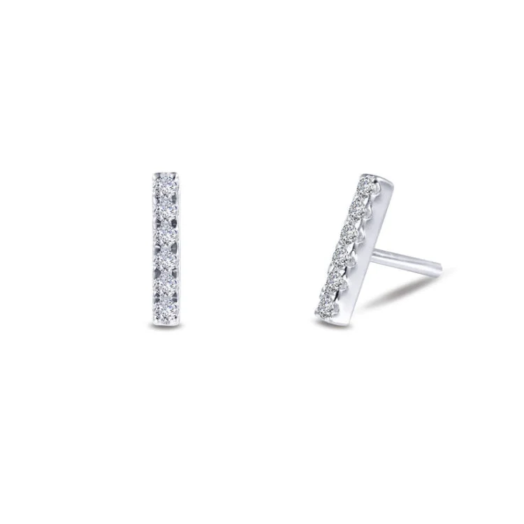 Women’s vintage diamond earrings-Mini Vertical Bar Stud Earrings