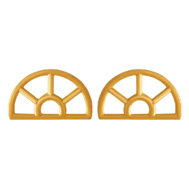 Women’s hoop earrings for weddings-14k Arch Ventilator Designed Gold Earrings