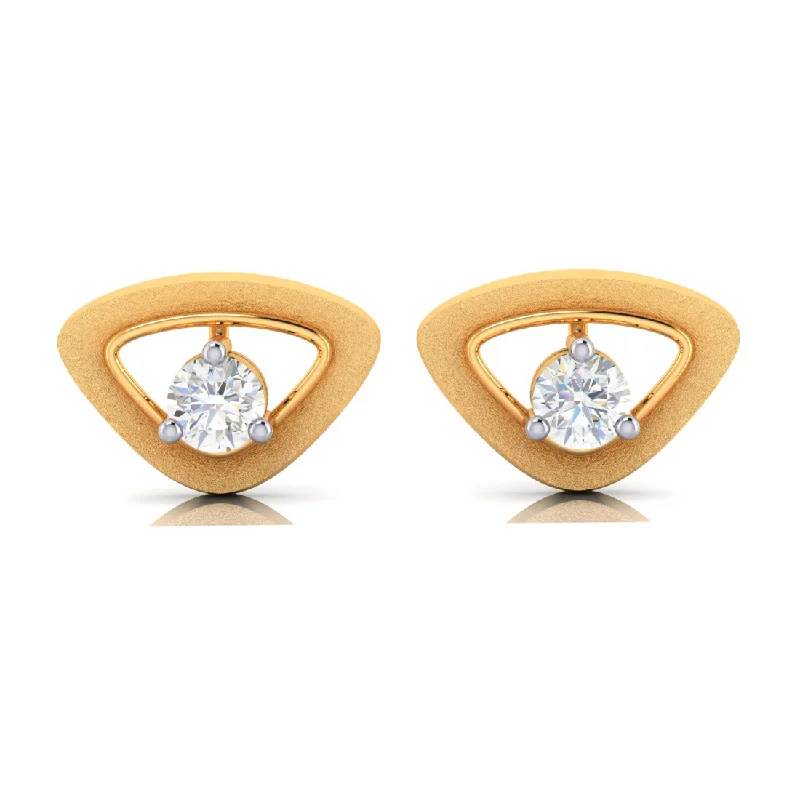 Women’s large hoop earrings-14k American Diamond & Gold Triangle Earrings