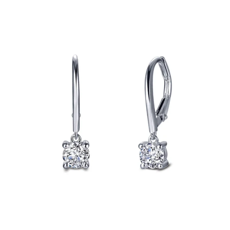 Women’s custom earrings-Leverback Solitaire Drop Earrings