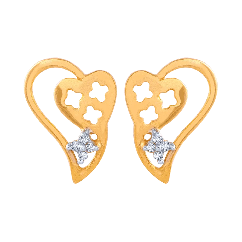 Women’s hoop earrings for weddings-14KT (585) Yellow Gold And American Diamond Stud Earrings For Women