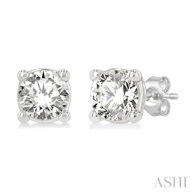 Women’s infinity earrings-1/3 Ctw Round Cut Diamond Stud Earring in 14K White Gold