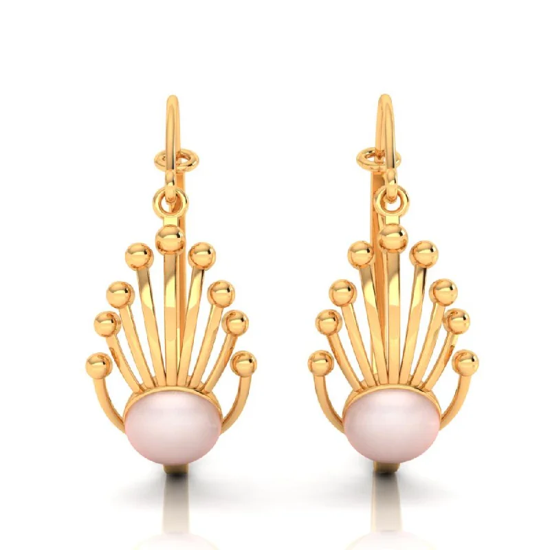 Women’s vintage earrings-18k Gold Earrings With A Very Beautiful Design Featuring A Spherical Bead In Between