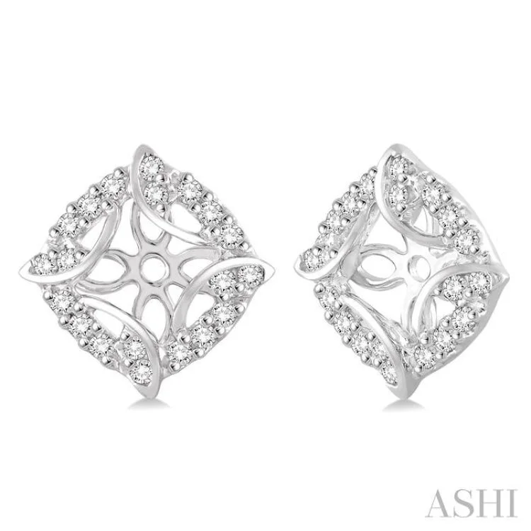 Women’s hoop earrings for parties-1/4 Ctw Round Cut Diamond Jacket Earrings in 14K White Gold