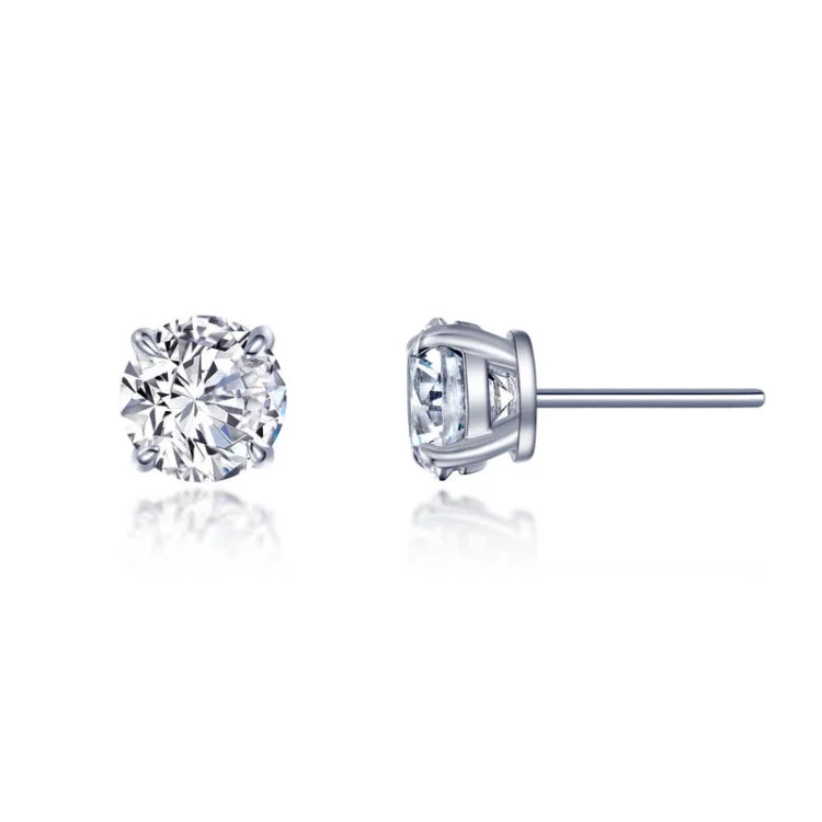 Women’s silver drop earrings-Solitaire Stud Earrings