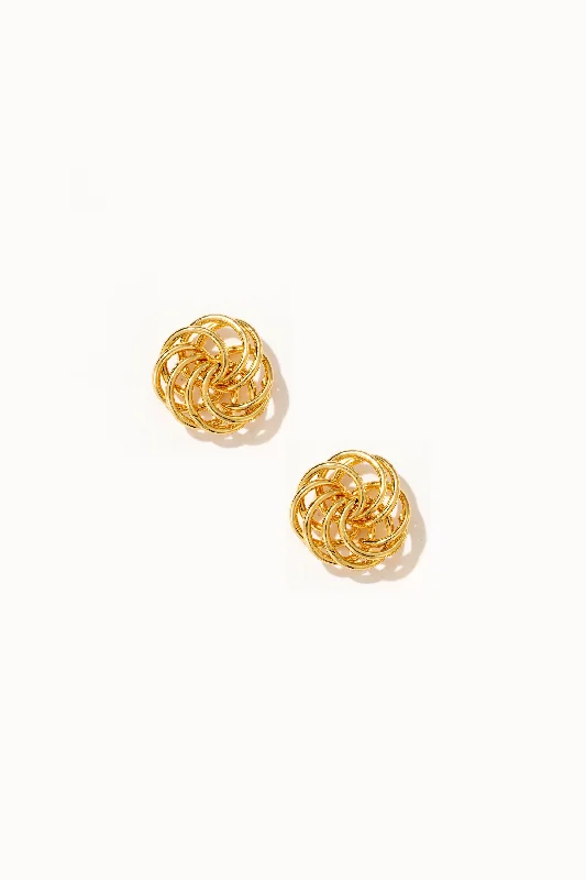 Women’s handcrafted earrings-Geometric Floral 22k Gold Stud Earrings