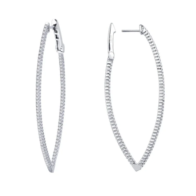 Women’s pearl drop earrings-15 mm x 55 mm Hoop Earrings