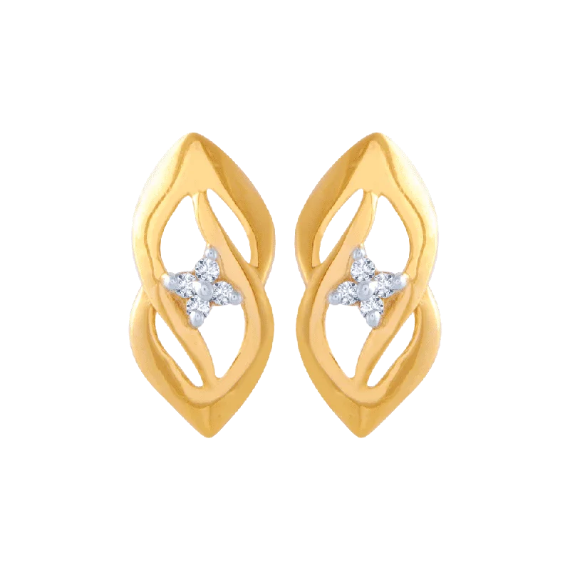 Women’s hoop silver earrings-14KT (585) Yellow Gold And American Diamond Stud Earrings For Women