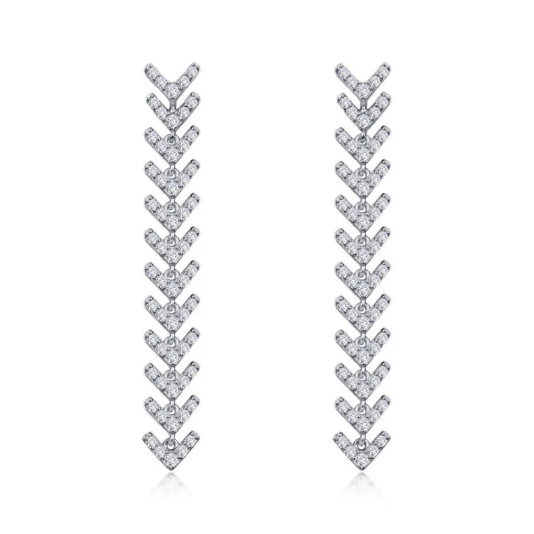 Women’s minimalistic silver earrings-Fancy Fishbone Earrings