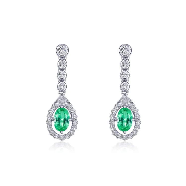 Women’s cubic zirconia earrings-Oval Halo Drop Earrings