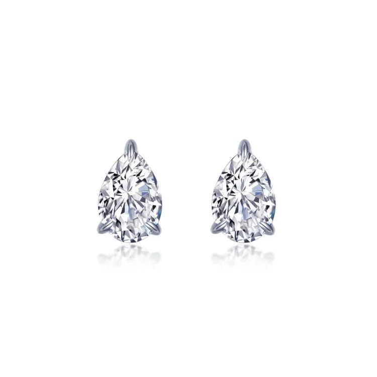 Women’s custom design earrings-Pear-Shaped Solitaire Stud Earrings