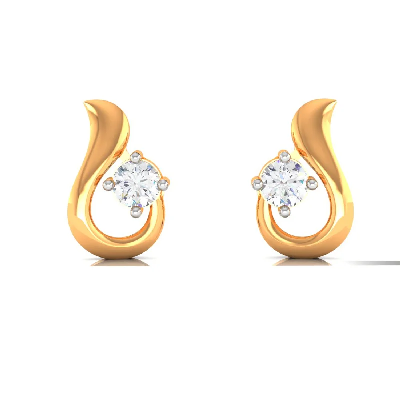 Women’s diamond stud earrings-14k American Diamond Gold Earrings With Unique Design