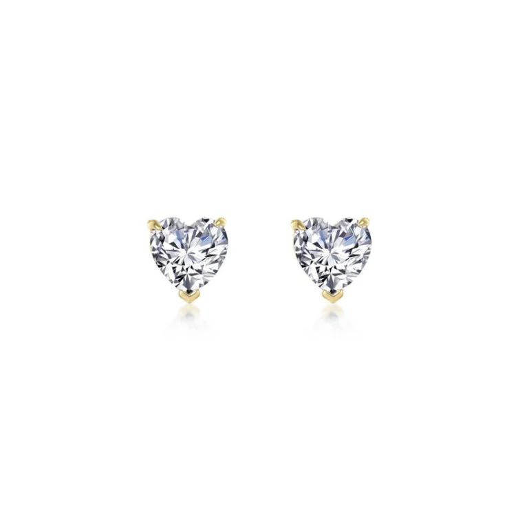 Women’s silver hoop earrings for everyday wear-Heart Solitaire Stud Earrings