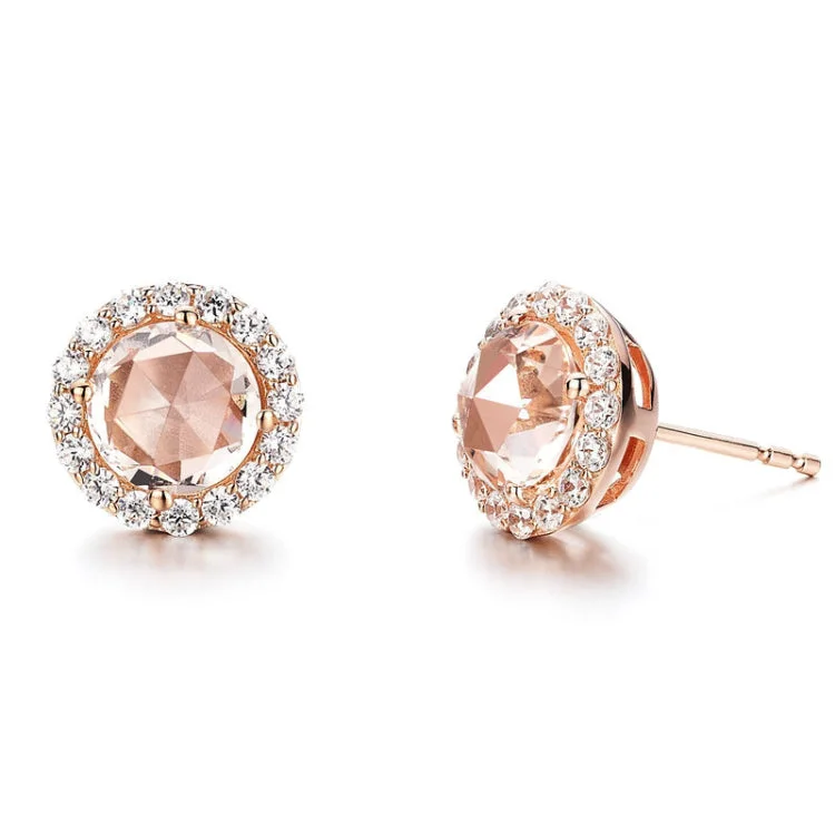 Women’s diamond drop earrings-Rose-Cut Halo Stud Earrings