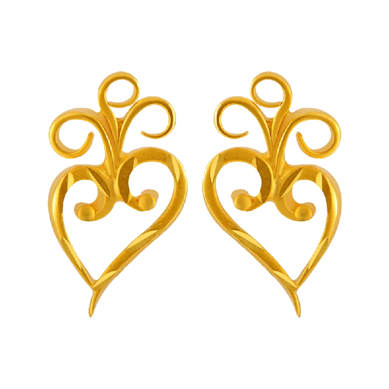 Women’s luxury earrings-22KT Yellow Gold Stud Earrings For Women