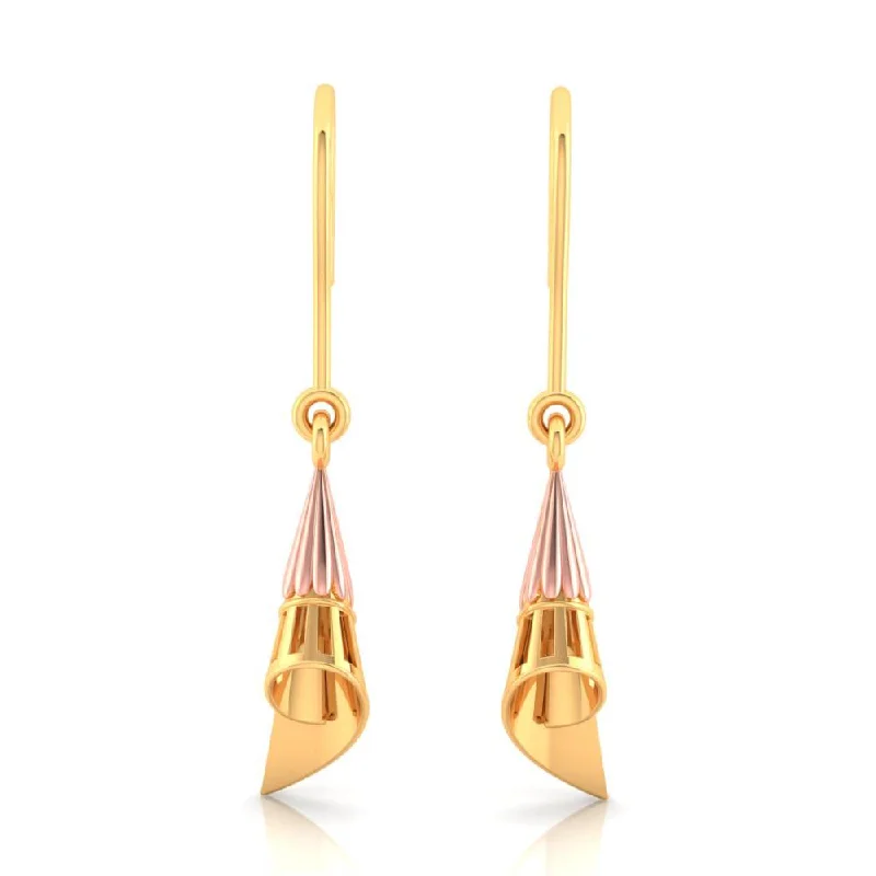 Women’s drop earrings-18k Gold Conical Earrings With A Hint Of Yellow Gold