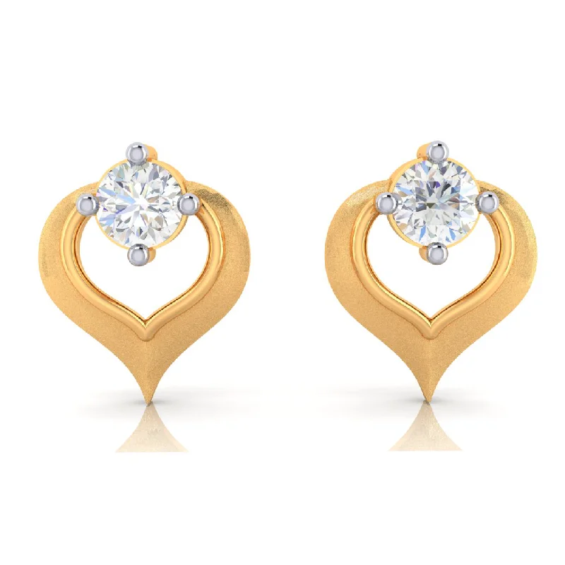 Women’s vintage diamond earrings-14k Heart Shape American Diamond Gold Earrings