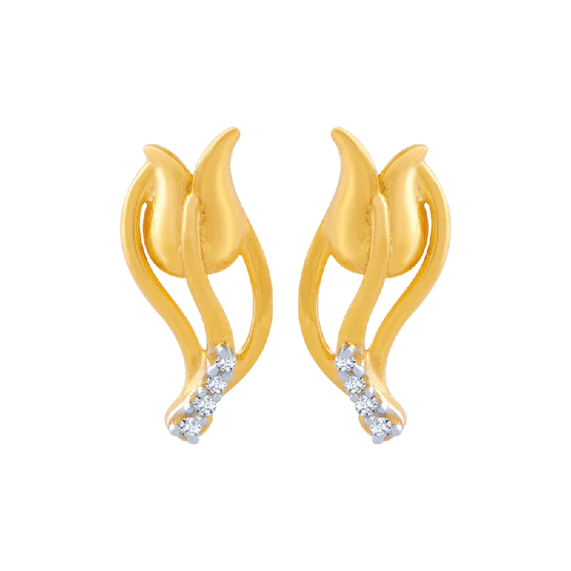 Women’s vintage diamond earrings-14KT (585) Yellow Gold And American Diamond Stud Earrings For Women