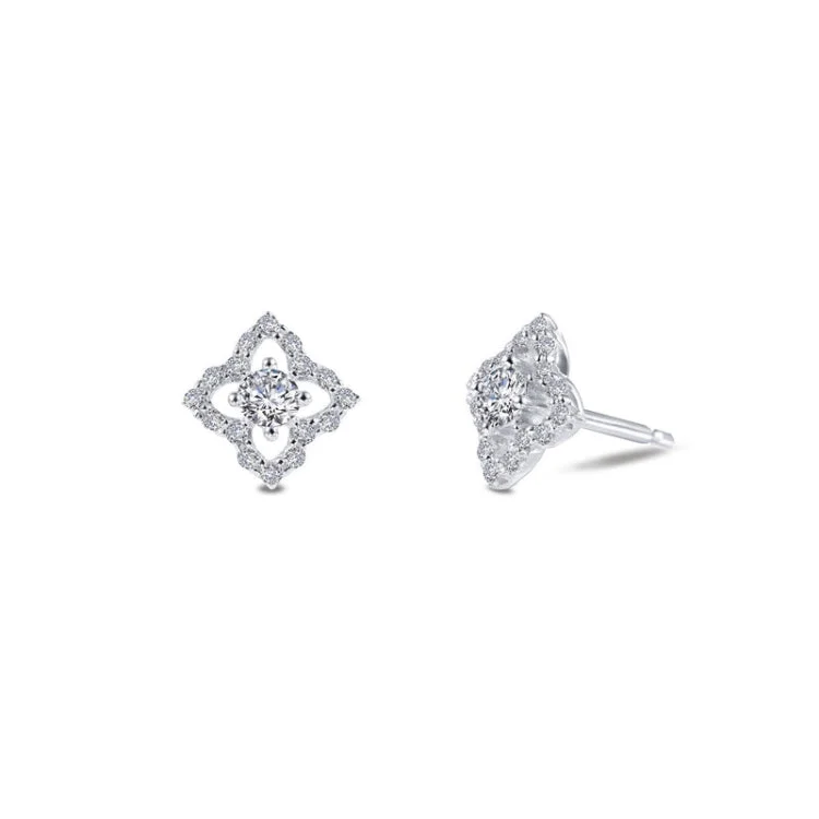 Women’s diamond hoop earrings-Open Floral Stud Earrings