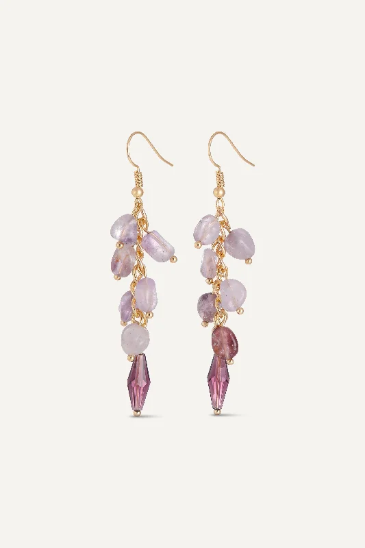 Women’s colorful drop earrings-Eirlys Crystal Drop Lavender Earrings