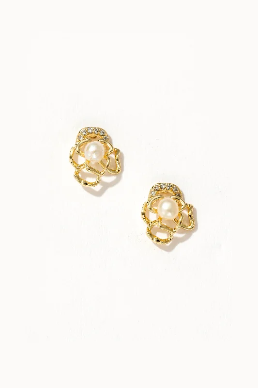 Women’s lightweight earrings-Orchid Pearl Stud Earrings