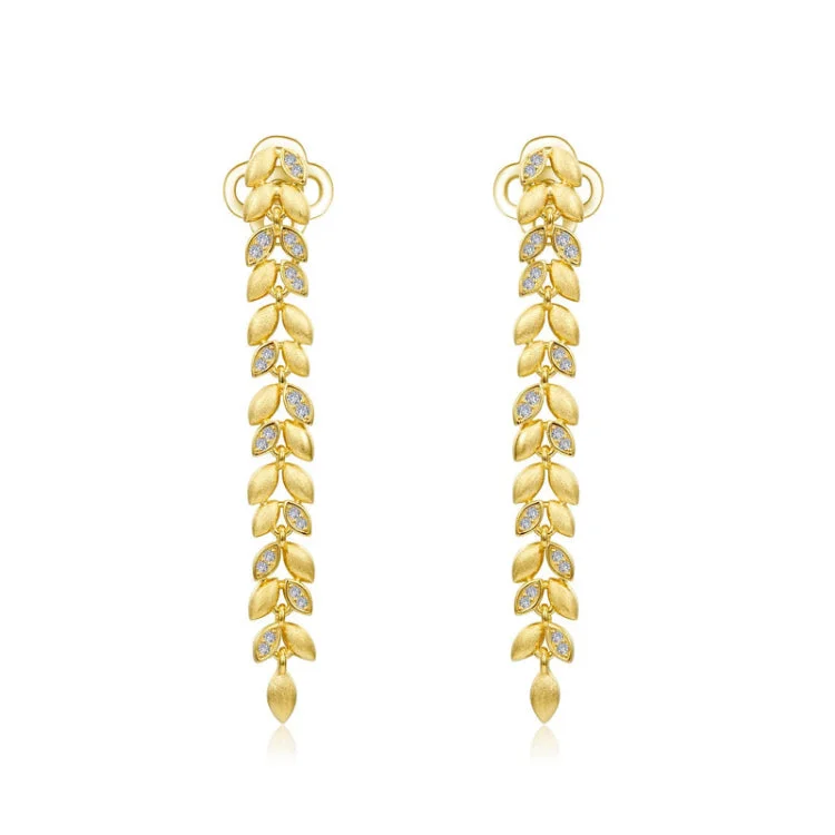 Women’s chic gold earrings-Cluster Leaves Earrings