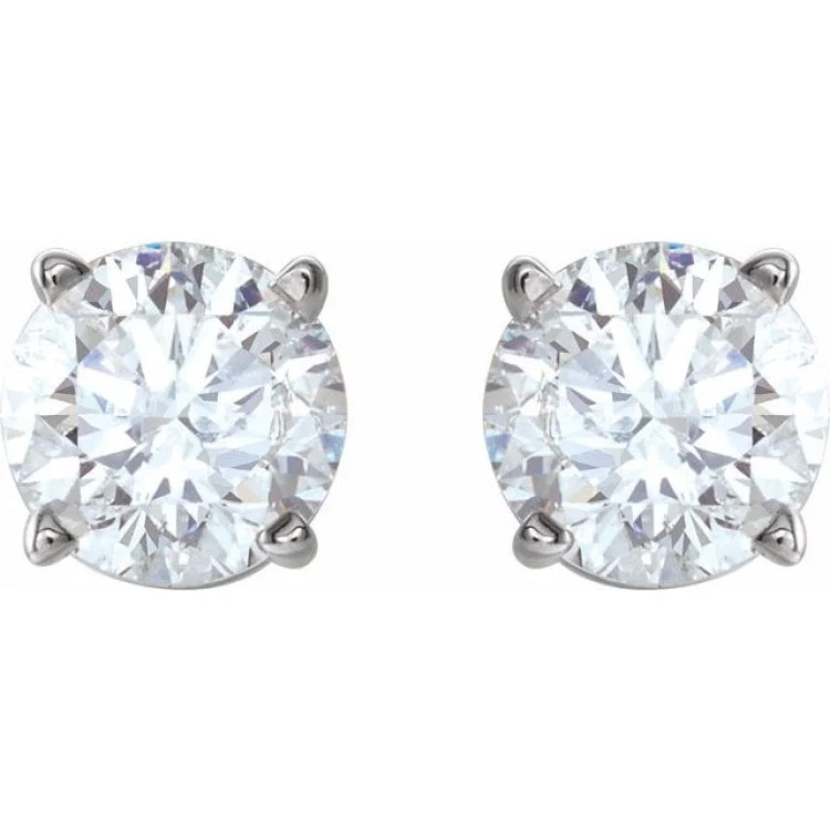 Women’s heart diamond earrings-14K White 1 CTW Natural Diamond Stud Earrings