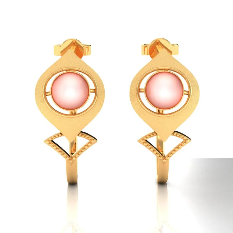 Women’s gemstone stud earrings-18k Dainty Gold Earrings With A Spherical Bead In Between