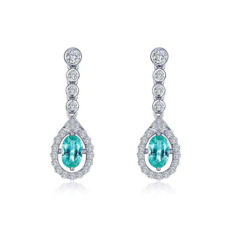 Women’s emerald earrings-Fancy Lab-Grown Sapphire Halo Drop Earrings