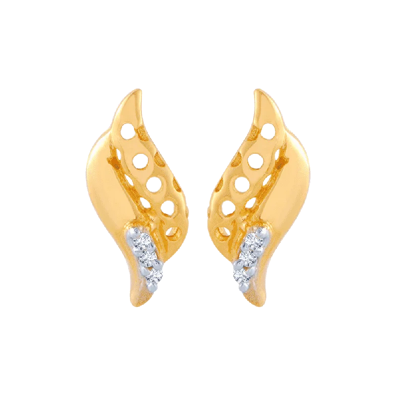 Women’s statement drop earrings-14KT (585) Yellow Gold And American Diamond Stud Earrings For Women