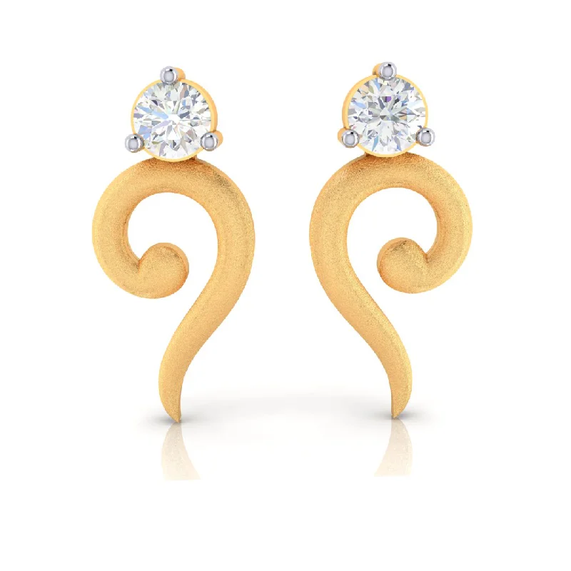 Women’s gold stud earrings-Uniquely Designed 14k American Diamond & Gold Earrings