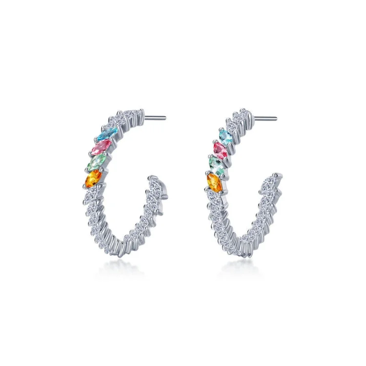 Women’s hoop earrings for parties-Fancy Lab-Grown Sapphire Hoop Earrings