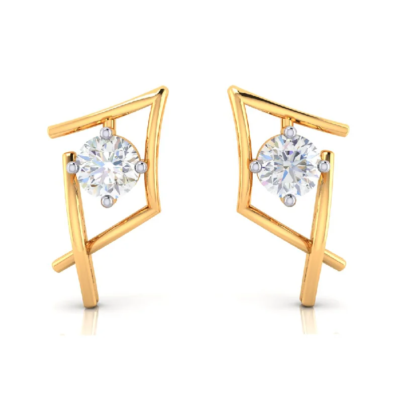 Women’s diamond hoop earrings-14k Delightful Gold Earrings With American Diamonds