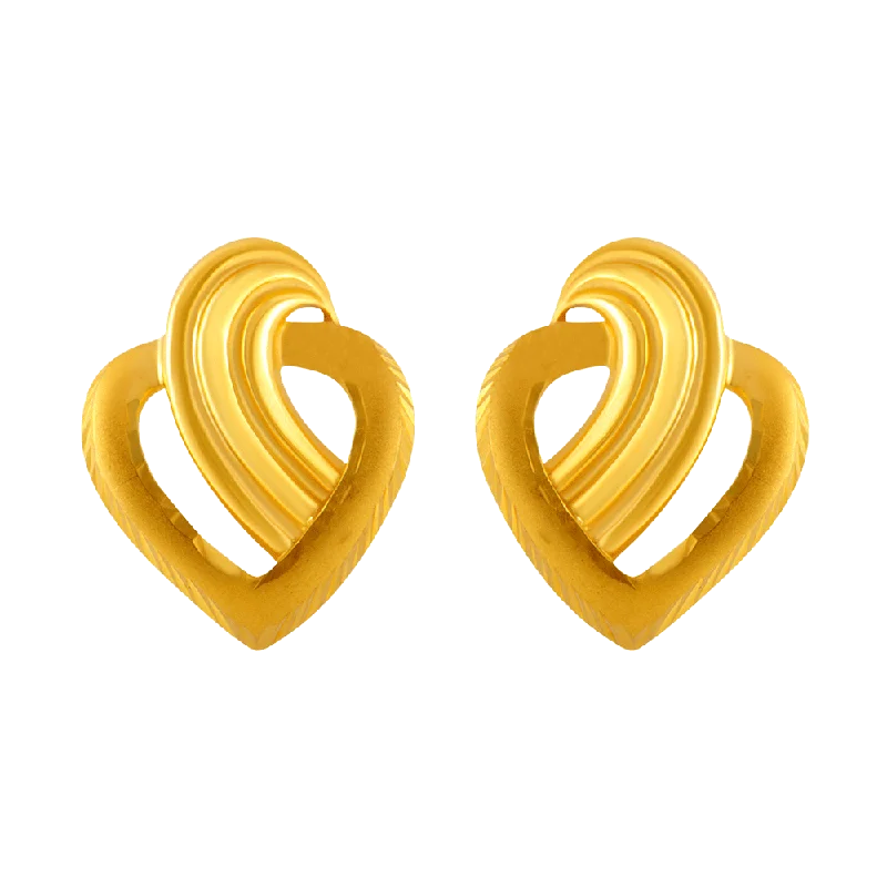 Women’s large hoop earrings-22KT Yellow Gold Stud Earrings For Women