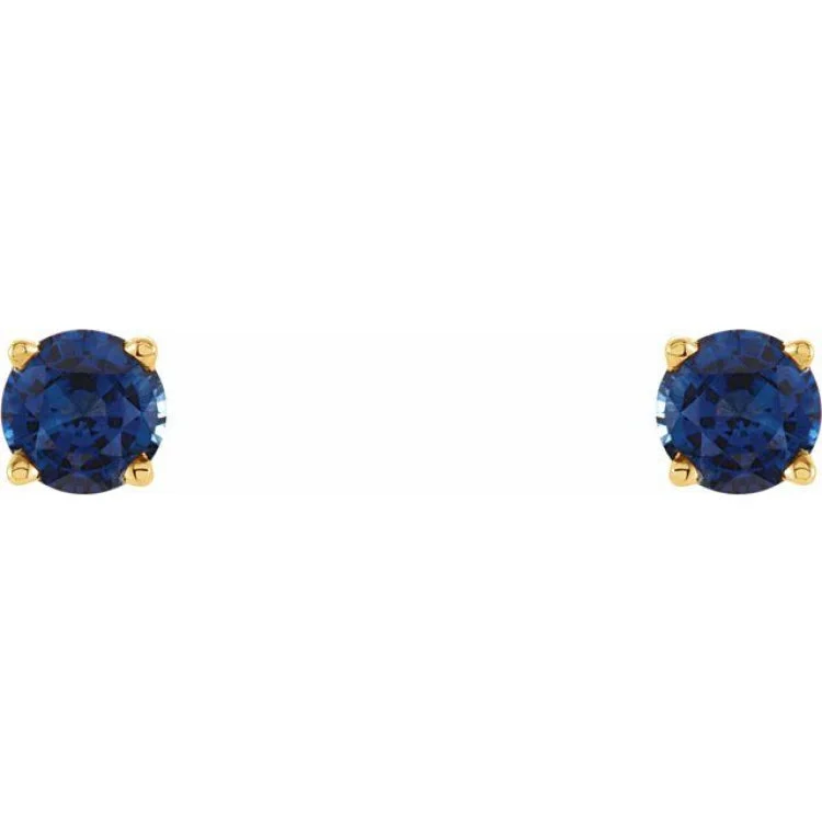 Women’s gold dangling earrings-14K Yellow 5 mm Lab-Grown Blue Sapphire Stud Earrings