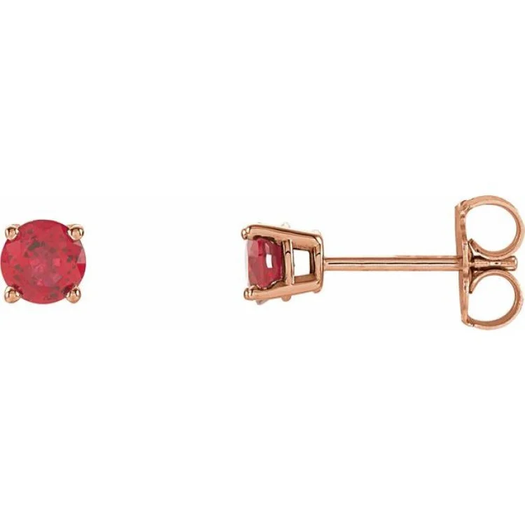 Women’s everyday earrings-14K Rose 4 mm Lab-Grown Ruby Stud Earrings