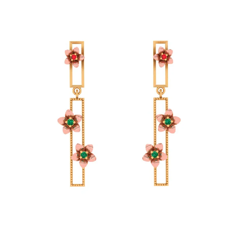 Women’s large hoop earrings-Floret Gold Earrings