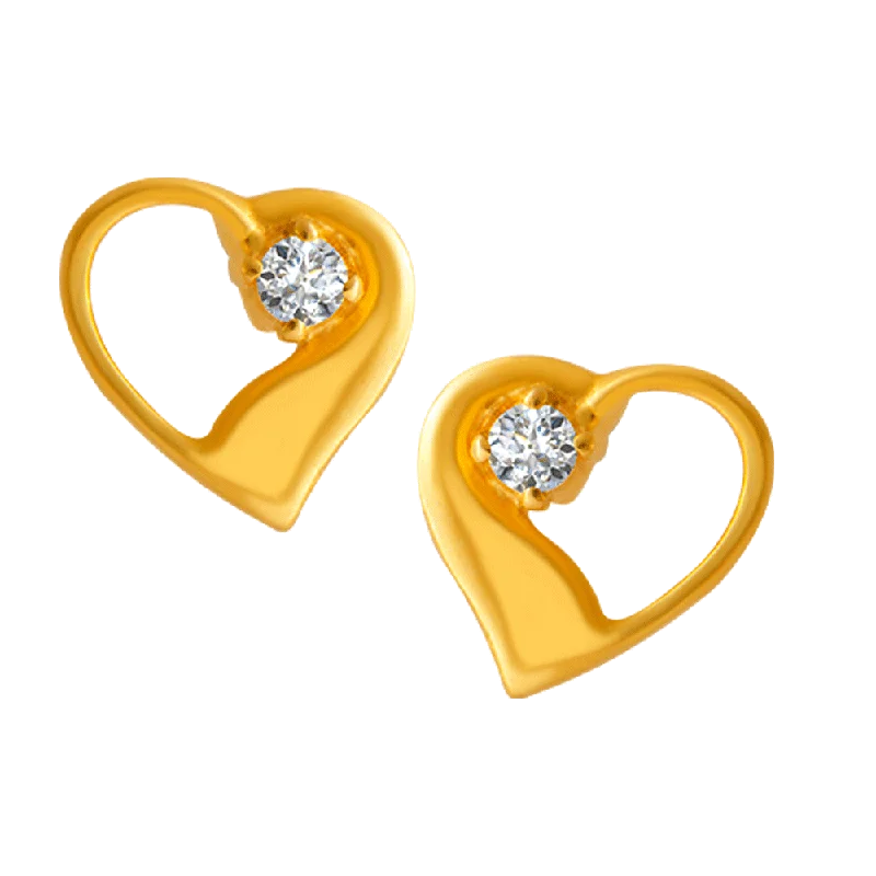 Women’s everyday earrings-22KT Yellow Gold And American Diamond Stud Earrings For Women