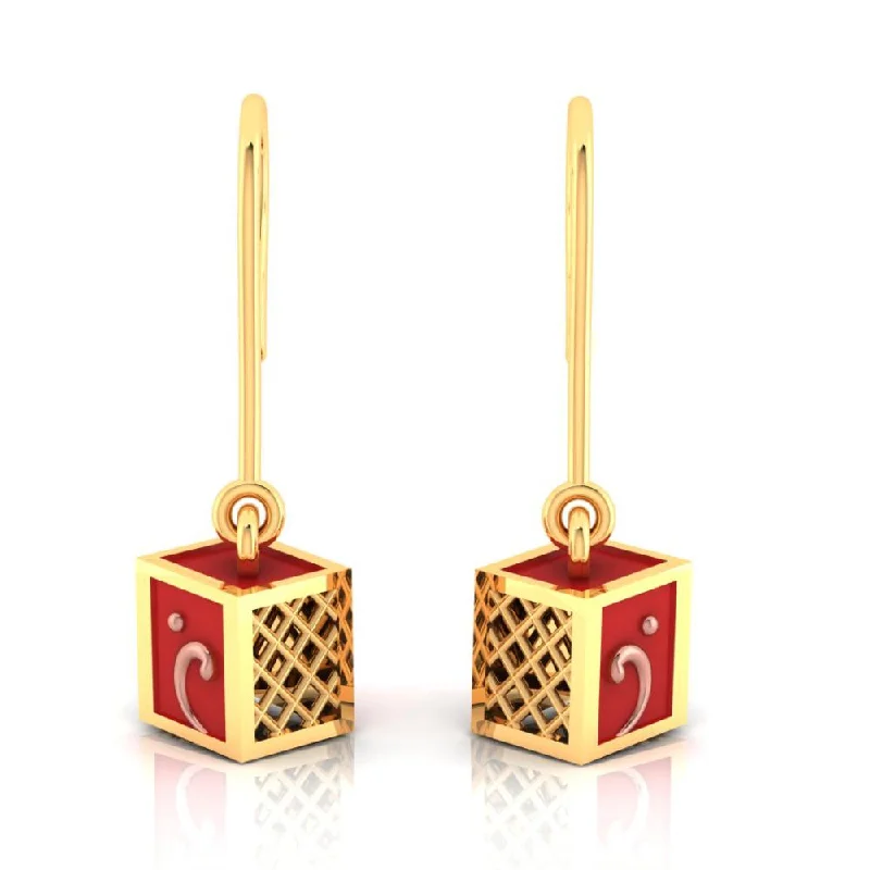 Women’s hoop earrings-18k Cubical Gold Earrings That With A Hint Of Reddish Colour