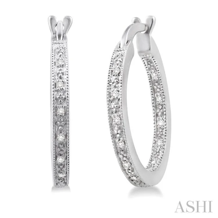 Women’s silver hoop earrings for everyday wear-1/10 Ctw Single Cut Diamond Hoop Earrings in Sterling Silver