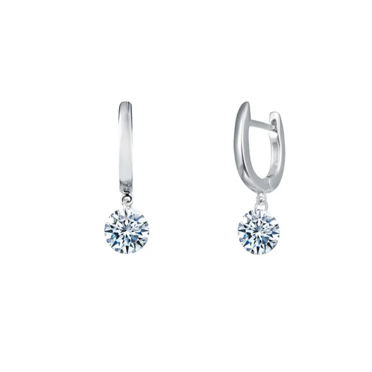 Women’s colorful earrings-Frameless Drop Solitaire Earrings