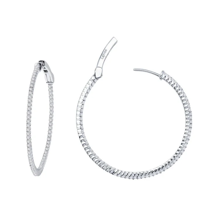 Women’s minimalistic silver earrings-35 mm Hoop Earrings