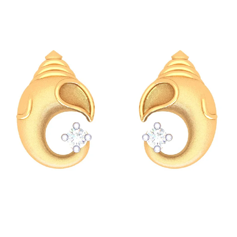 Women’s stylish pearl earrings-14k Lord Ganesh Gold Earrings With Yellow Gem From Online Exclusive