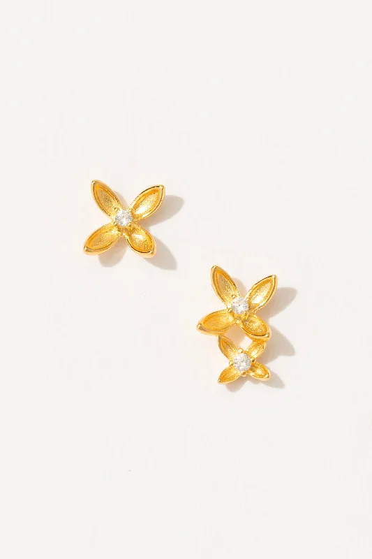 Women’s minimalistic silver earrings-Gold Osmanthus Earrings