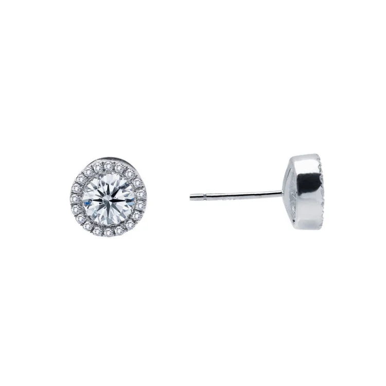 Women’s silver earrings-0.8 CTW Halo Stud Earrings